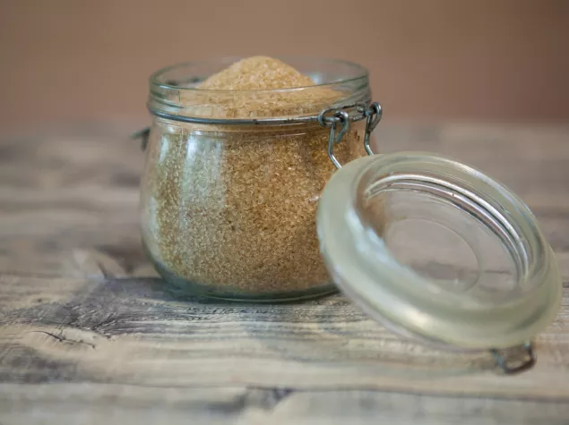 A kilner jar containing brown sugar 
