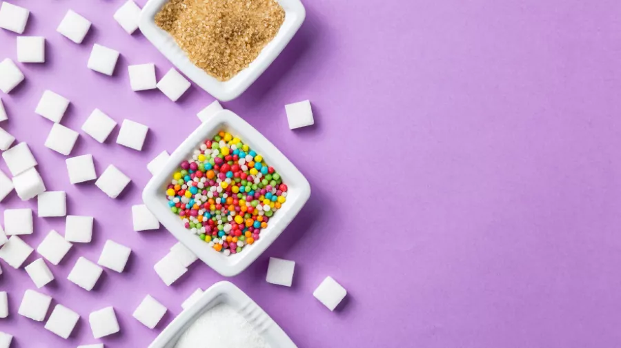 Bowls of different types of sugar